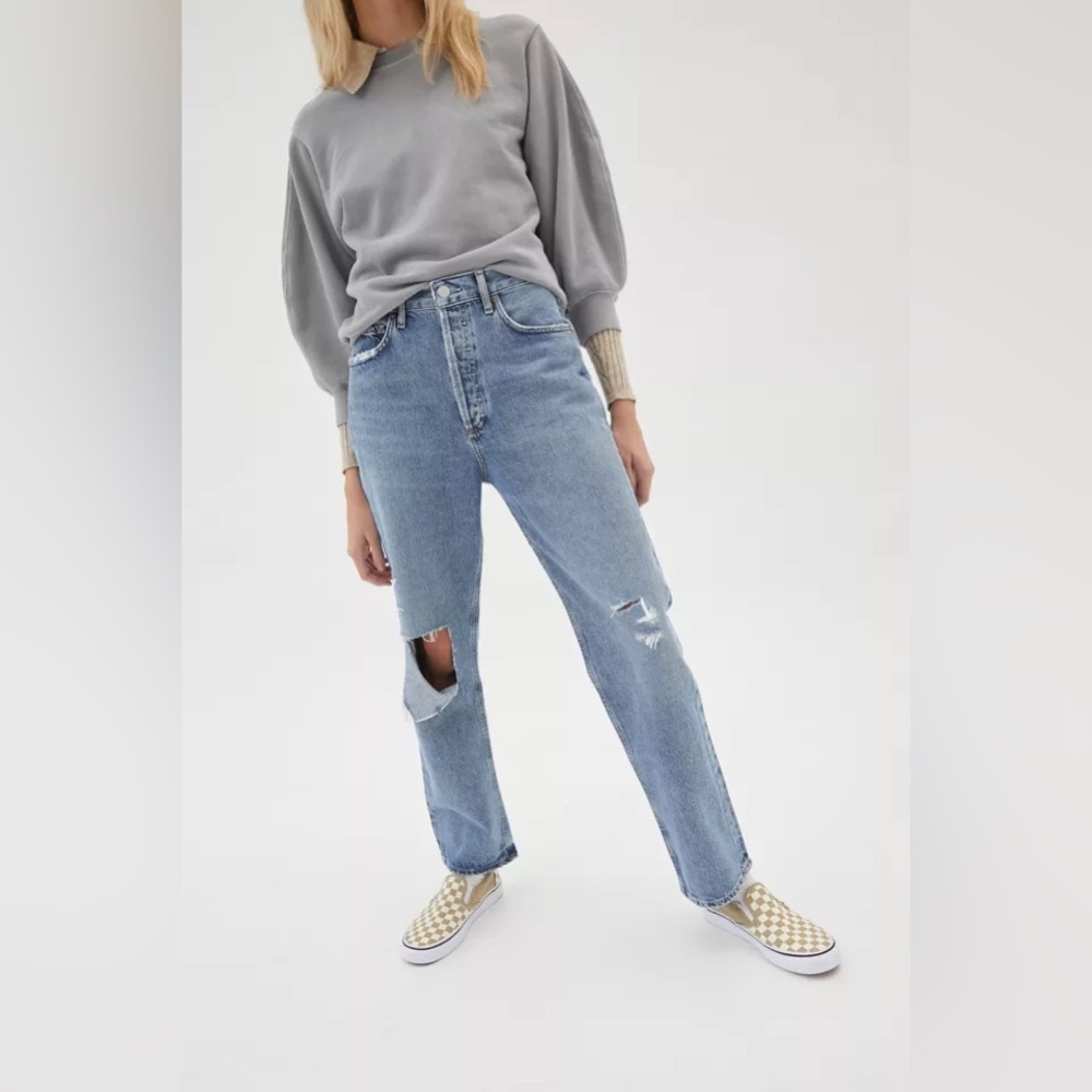 AGOLDE 90s Pinch Waist High Waist Distressed Straight Leg Jeans Size 24